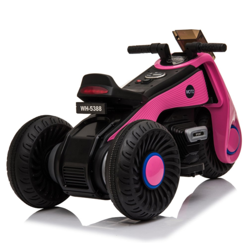 Double the Fun: Pink 3-Wheel Electric Motorcycle for Kids