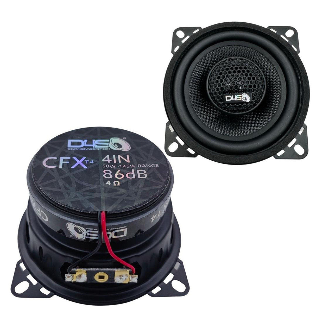 Down4Sound CFXT4 4" 130W RMS Coaxial Speakers (Pair) Down4Sound
