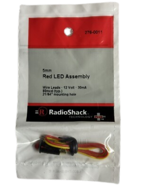 RadioShack 5mm Red LED Assembly 12V 30mA 80mcd 276-0011 RadioShack