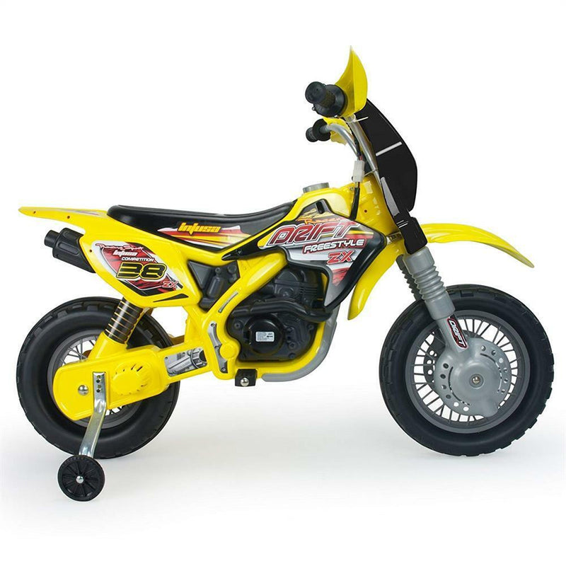 Drift ZX 12V Kids Dirt Bike Ride-On Motorcycle with Training Wheels - Suitable for Ages 3 and Up