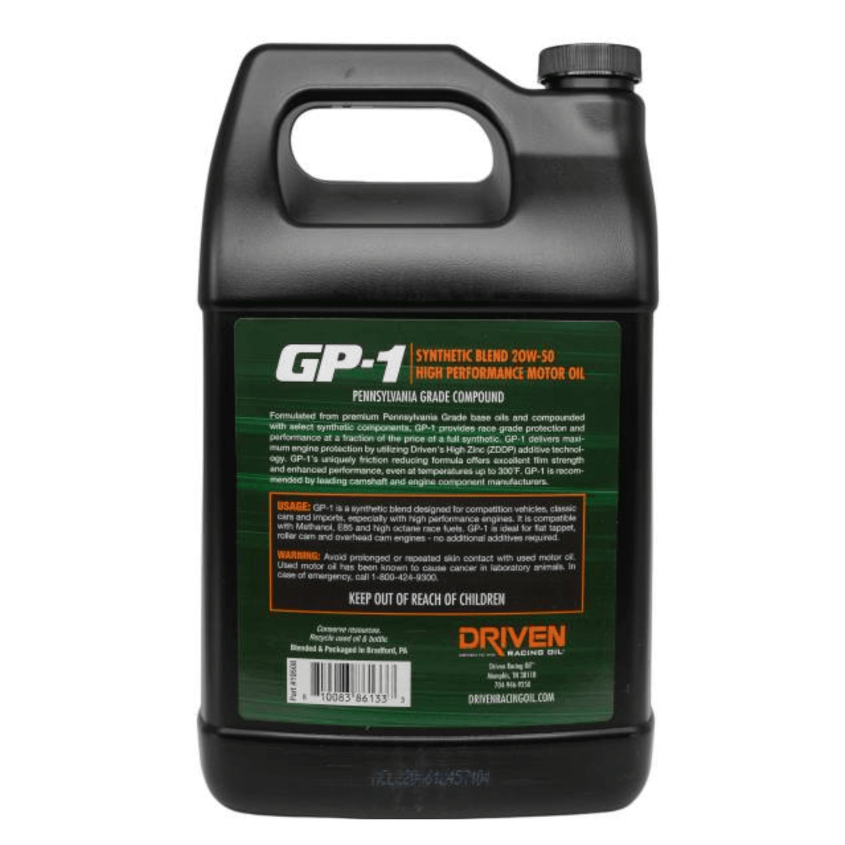 Driven Racing Oil GP-1 20W-50 Synthetic Blend High Performance Oil 1 Gallon (19508)