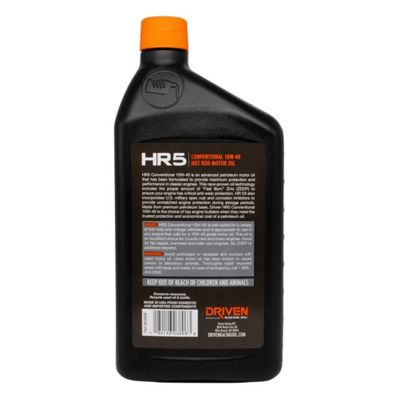 Driven Racing Oil HR5 10W-40 Conventional Hot Rod Oil (03806)
