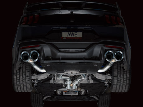 AWE 2024 Ford Mustang Dark Horse S650 RWD Track Edition Catback Exhaust w/ Quad Chrome Silver Tips