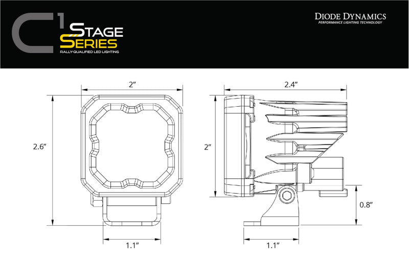 Diode Dynamics 21-24 Ford Bronco Sport SSC1 LED Fog Light Kit