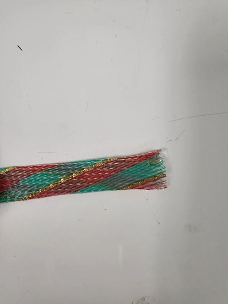25 FT 3/4" HOLIDAY GREEN RED GOLD STRIPE PET EXPANDO SLEEVING BRAID AC/DC WIRE AND SUPPLY