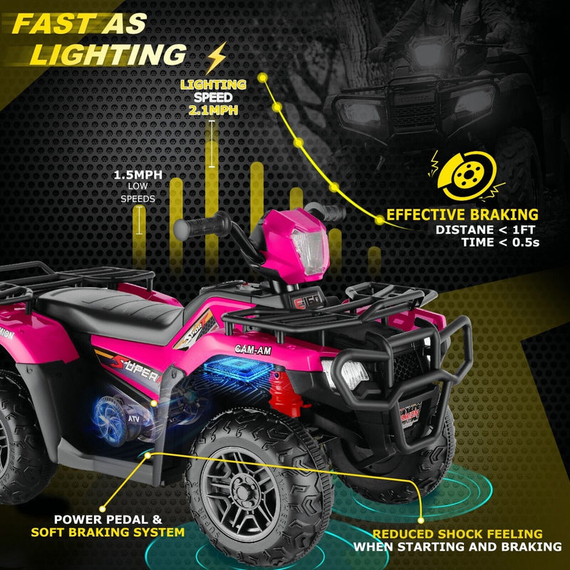 Electric 12V ATV Quad for Kids with 2 Speeds and 2x30W Motor