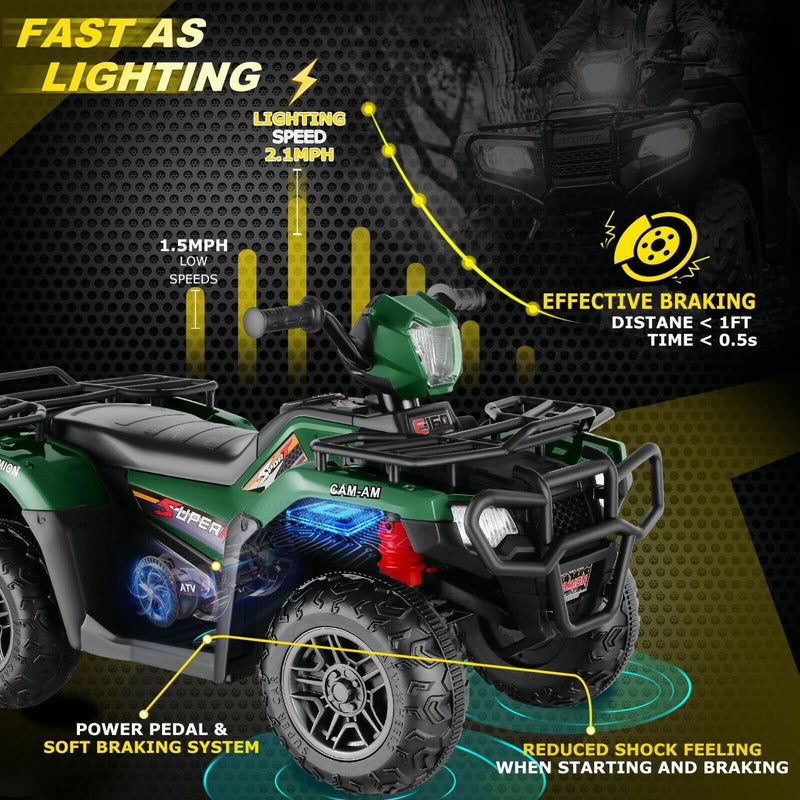 Electric 4-Wheeler Quad for Kids - 12V Battery Powered Ride-On with Dual Speeds