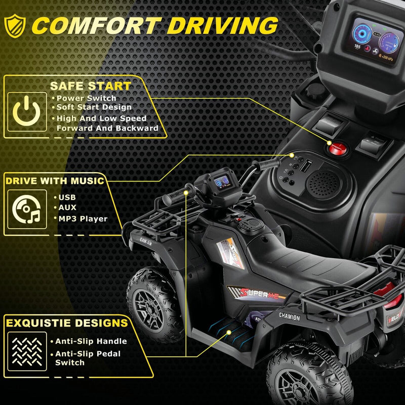 Electric 4-Wheeler Quad for Kids - 12V Battery Powered Ride-On with Dual Speeds