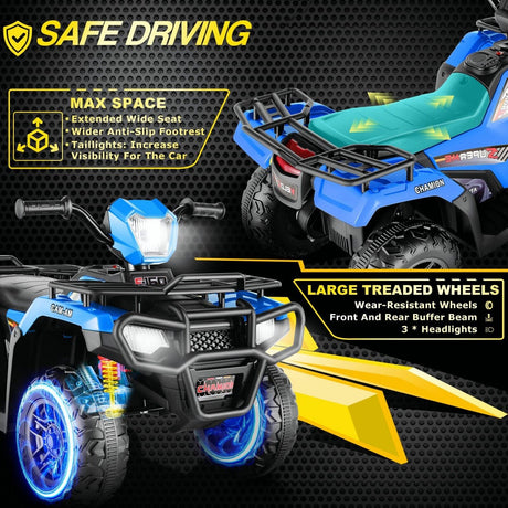 Electric 4-Wheeler Quad for Kids - 12V Battery Powered Ride-On with Dual Speeds