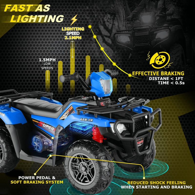 Electric 4-Wheeler Quad for Kids - 12V Battery Powered Ride-On with Dual Speeds