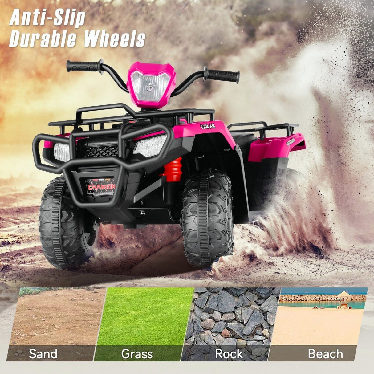 Electric 4-Wheeler Quad Car for Kids with MP3 & Light - 12V Battery Powered