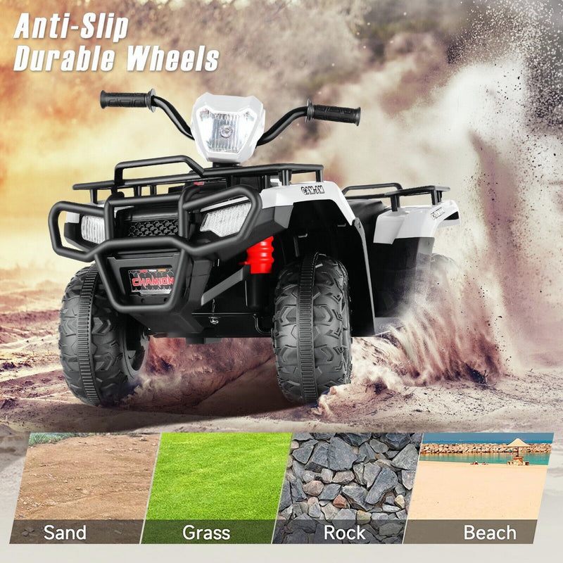 Electric 4-Wheeler Quad Car for Kids with MP3 & Light - 12V Battery Powered