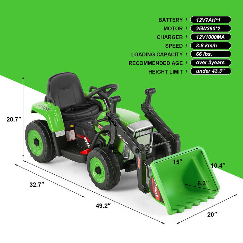 Electric 12V Kids Ride-On Excavator Truck with Music, Lights, and Remote Control