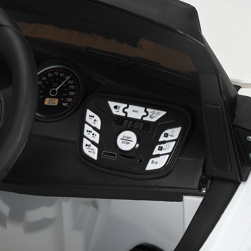 Electric 12V Kids Ride On Pickup Truck with MP3, LED Lights, and 6 Wheels in White and Pink