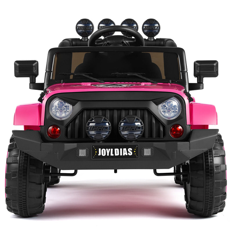 Electric 12V Pink Kids Ride On Jeep with USB, LED, Bluetooth, and RC Control
