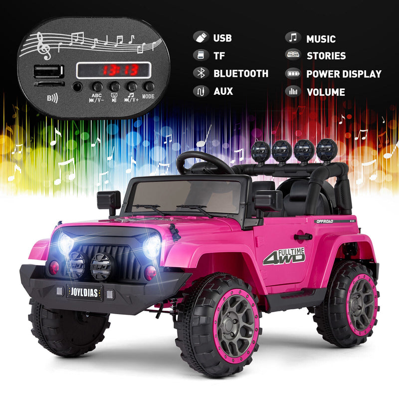 12V Electric Toy Jeep for Kids with Remote Control, USB, and Bluetooth Connectivity