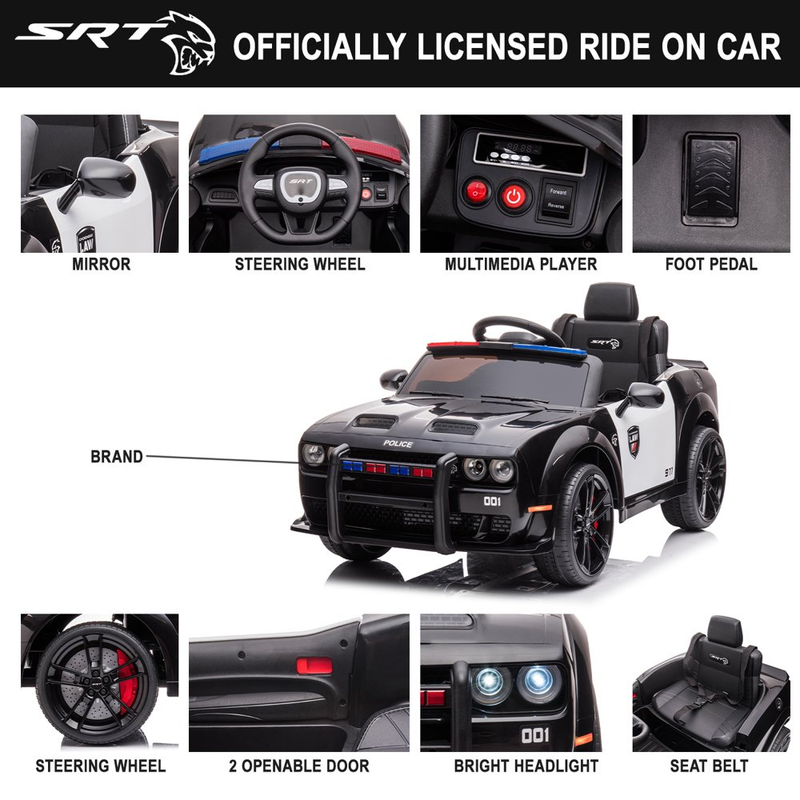 Electric 12V Police Car for Kids with Remote Control - Fun and Safe Ride-On Toy
