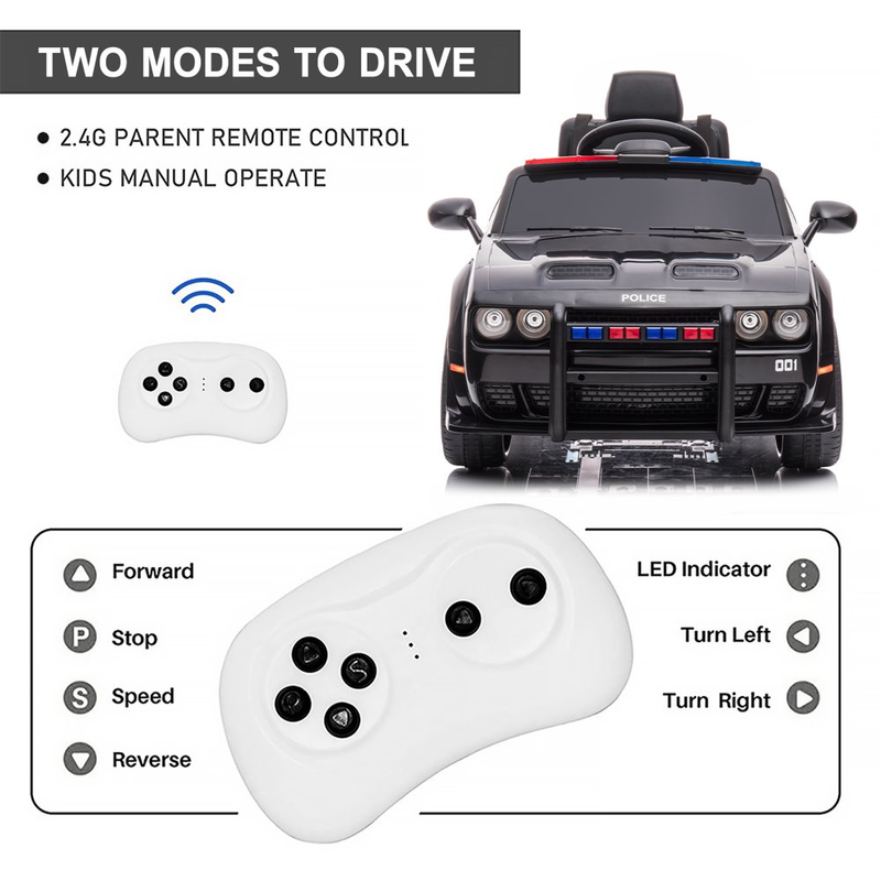 Electric 12V Police Car for Kids with Remote Control - Fun and Safe Ride-On Toy