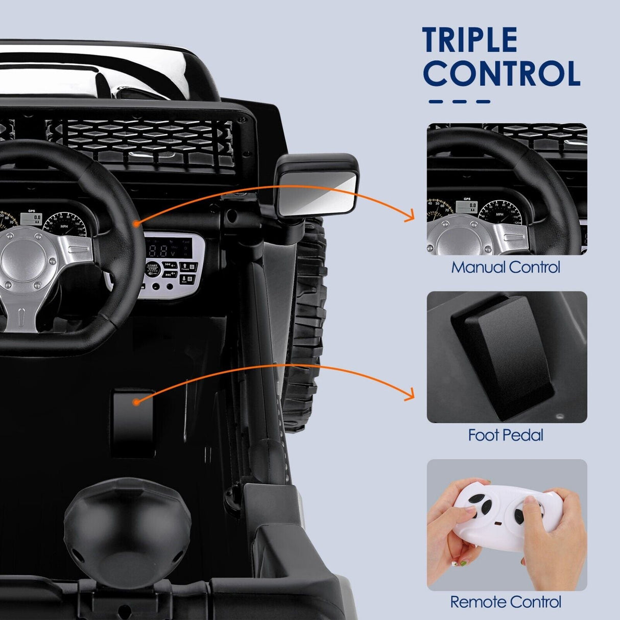 Electric Kids Ride On Car Power Wheels Jeep 2 Seater with 12V 7Ah Battery