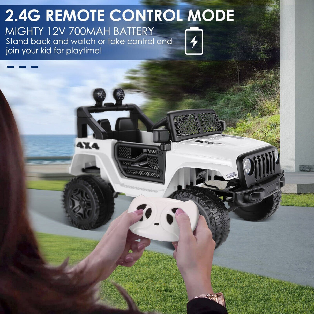 12V Electric Ride On Truck for Kids with 3 Speeds, Lights, Music, and Remote Control