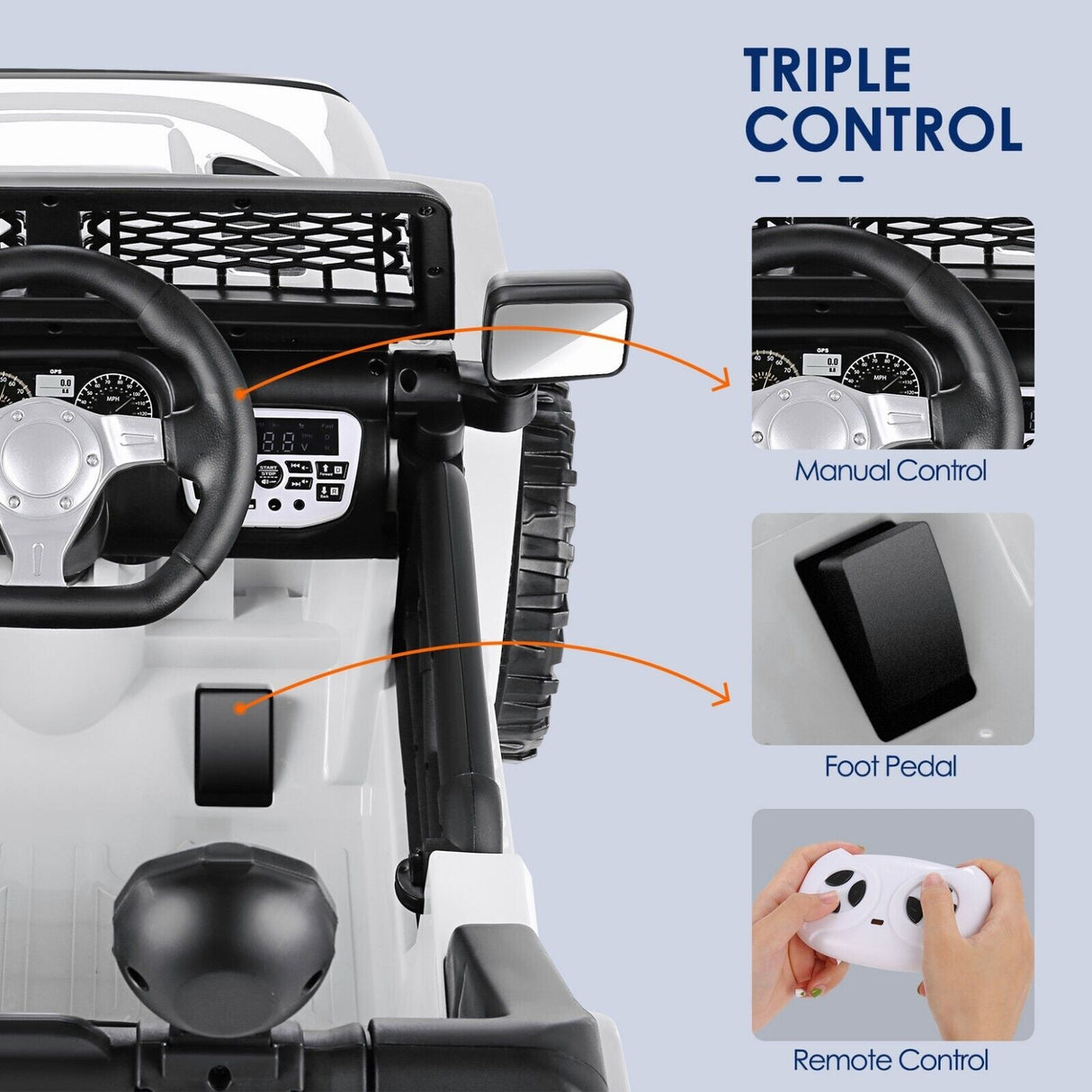 2-Seater Electric Ride-On Jeep for Kids with MP3 Player, LED Lights, and Remote Control