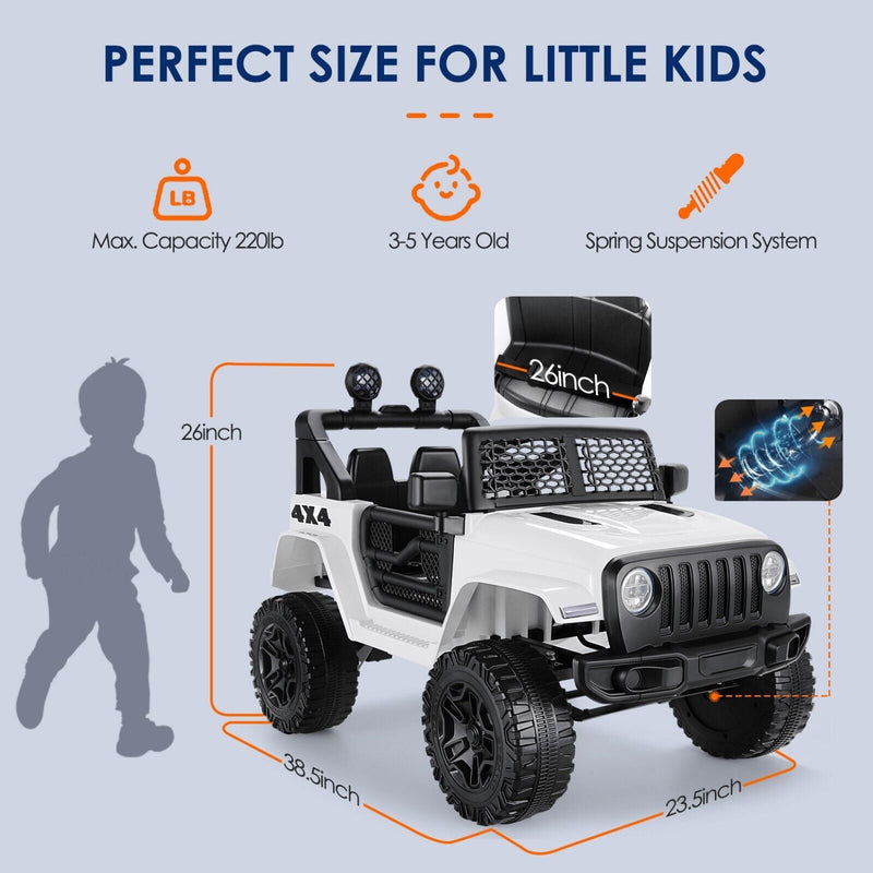 Electric Kids Ride-On Truck with Remote Control, LED Lights, and MP3 Player - 12V