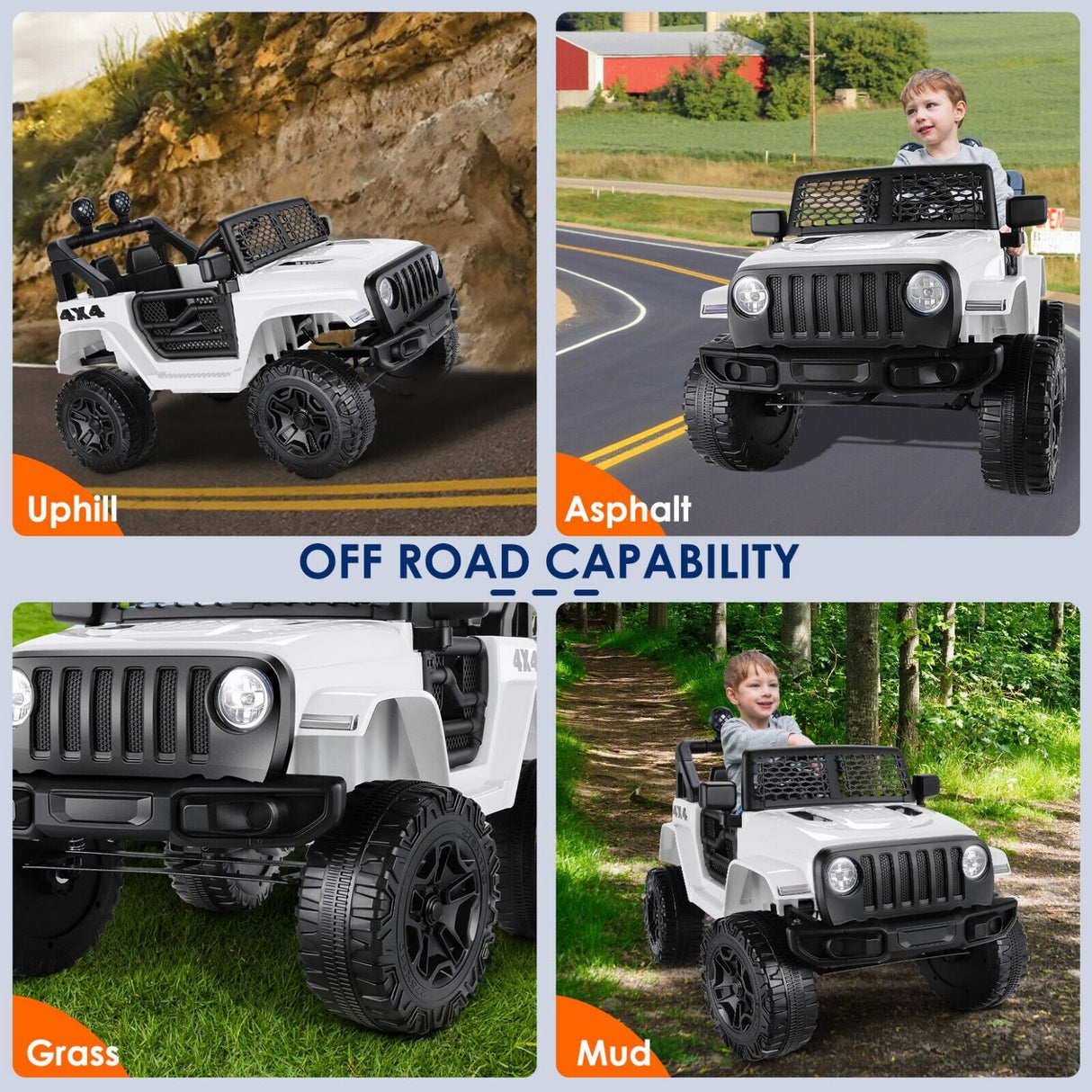Electric Kids Ride On Truck Car with Remote Control, LED Lights, and Music - Perfect Xmas Gift!