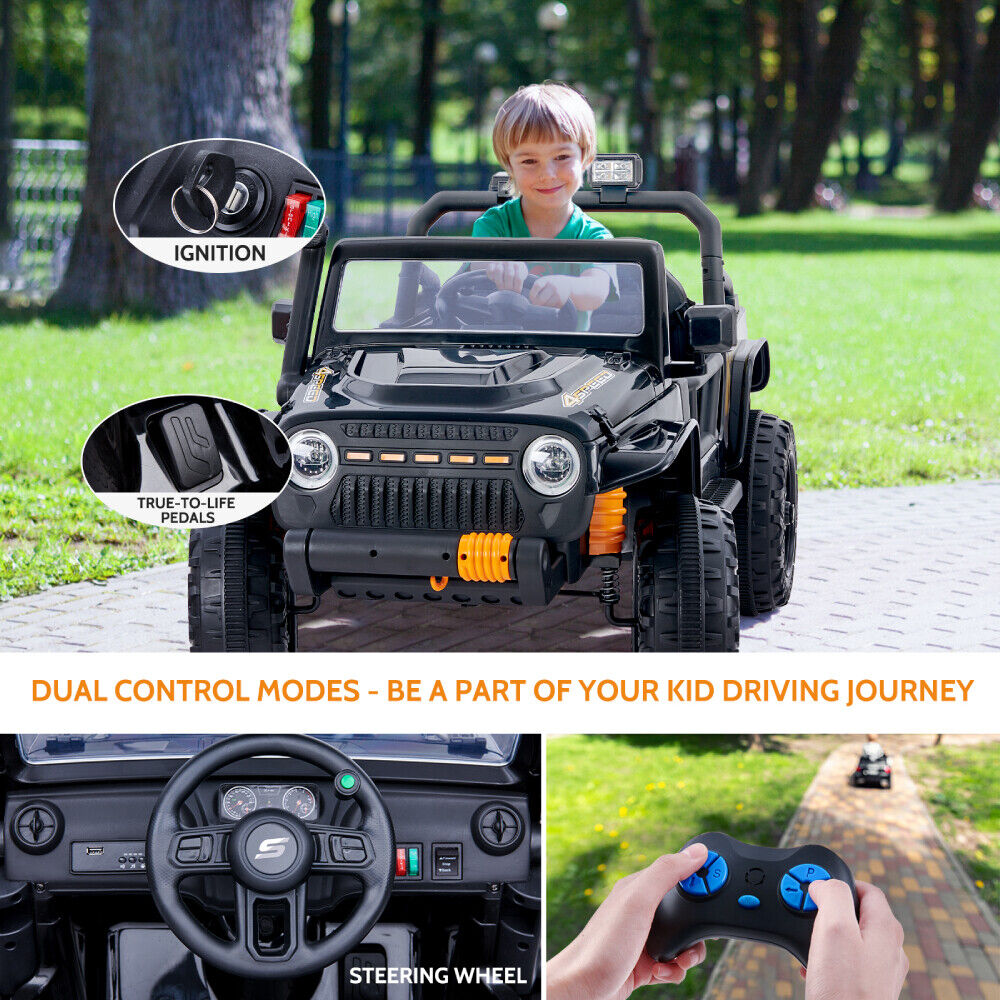 Electric Ride-On Car for Kids with Remote Control, Music, and Lights - 2 Seats, 4 Wheels