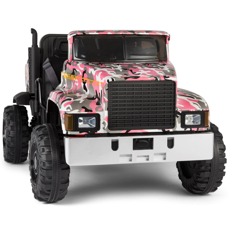 Electric 2-Seater Kids Ride On Truck Tractor with Trailer and Remote Control - 3 Speeds, Pink
