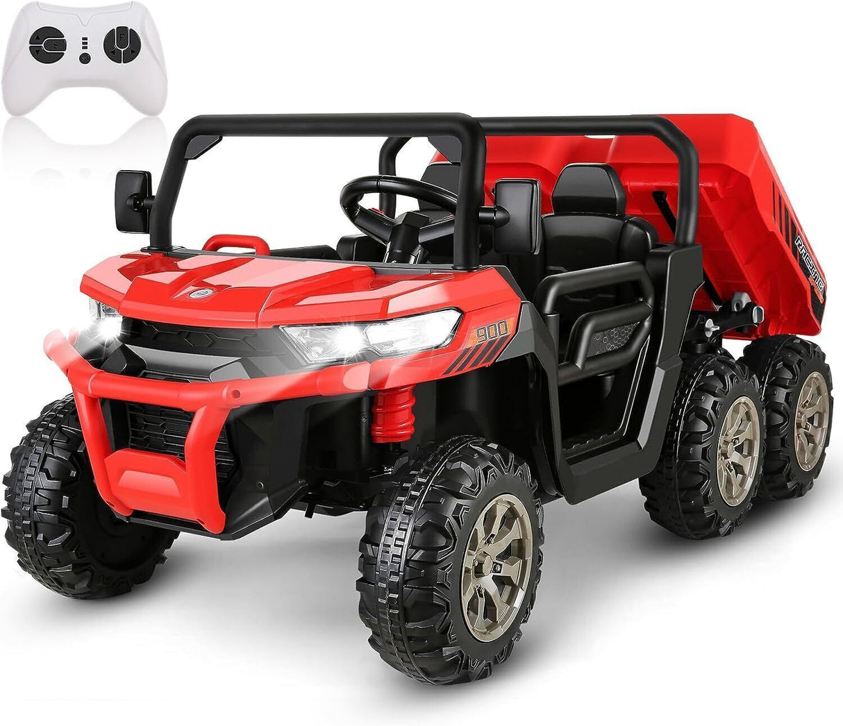Electric 2 Seater Ride On Car with Dump Trailer - 24V Battery Powered 4WD Toy Tractor