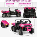 Electric 2 Seater Ride On Car with Dump Trailer - 24V Battery Powered 4WD Toy Tractor