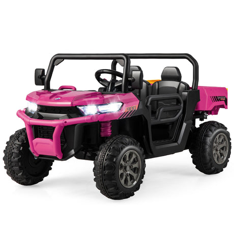 Electric 2 Seater UTV Dump Truck with Remote Control and Functional Dump Bed