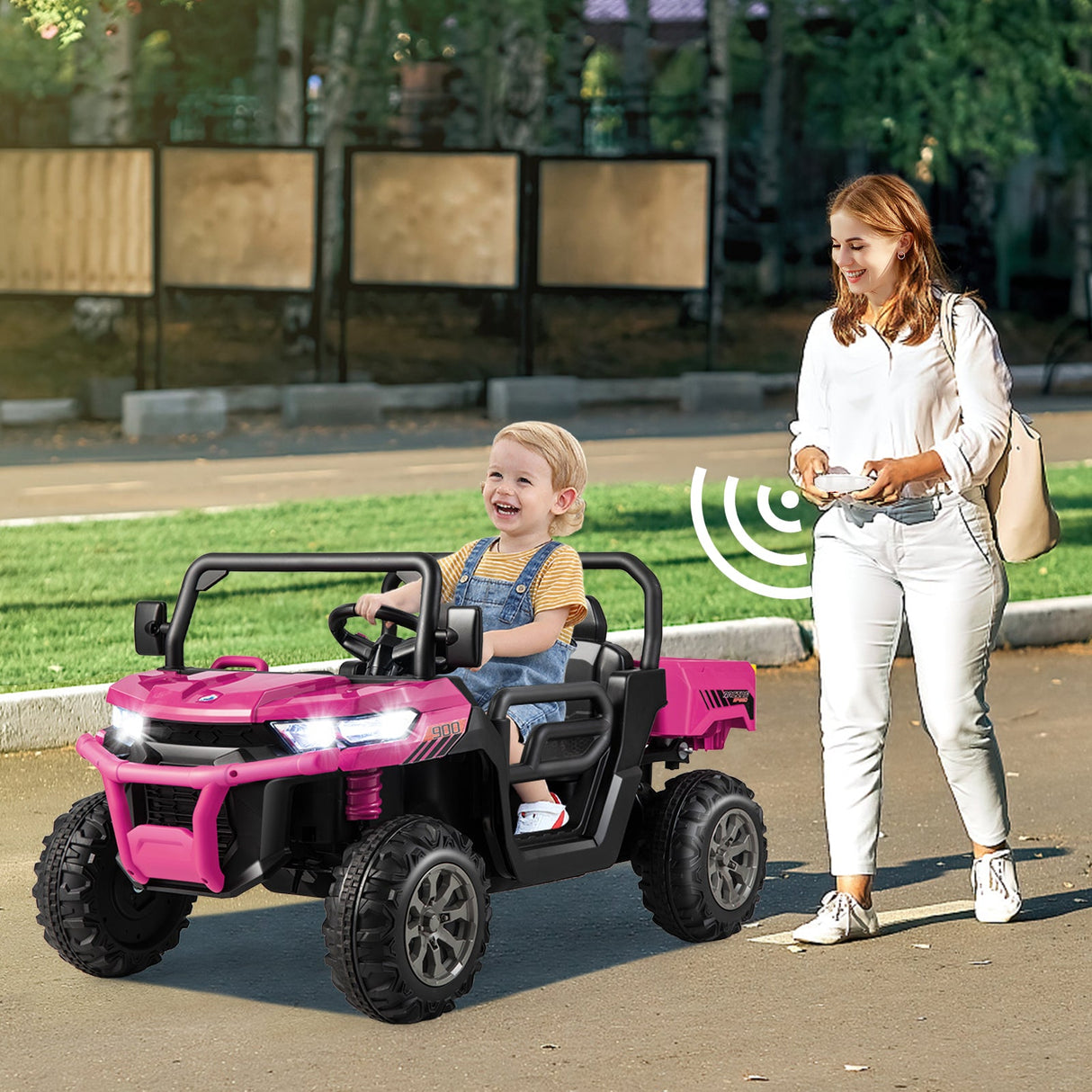 Electric 2 Seater UTV Dump Truck with Remote Control and Functional Dump Bed