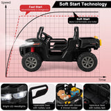 Electric 2 Seater UTV Dump Truck with Remote Control, Dump Bed, and Shovel - Black