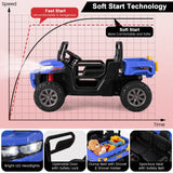 Electric 2 Seater UTV Dump Truck with Remote Control, Dump Bed, and Shovel - Blue