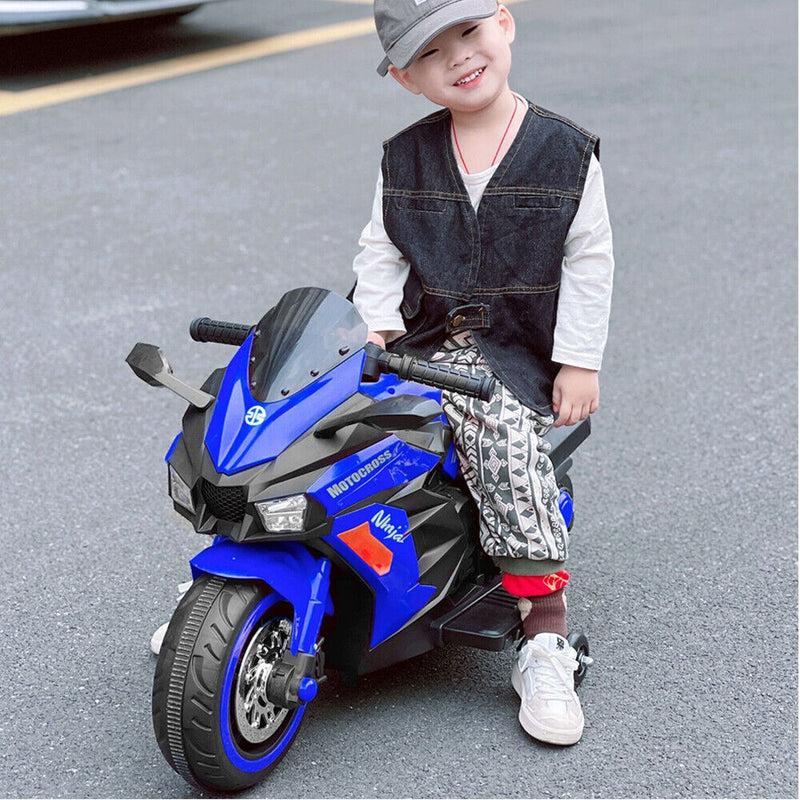 Electric 2-Wheel Kids Motorbike with Music and LED Lights - 12V Battery Powered