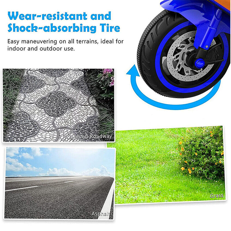 Electric 2-Wheel Kids Motorbike with Music and LED Lights - 12V Battery Powered