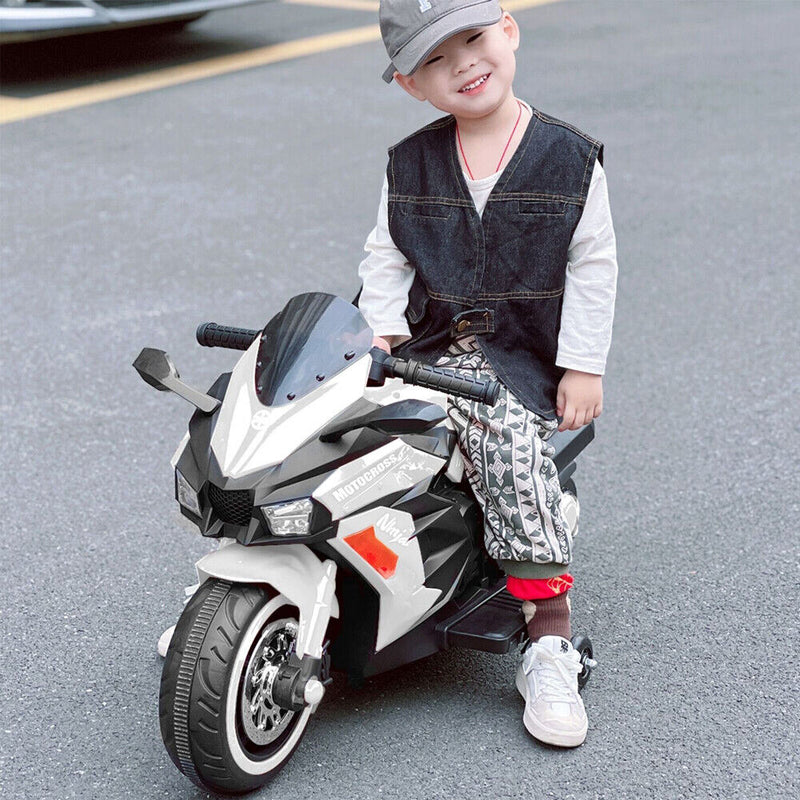 Electric 2-Wheel Kids Motorbike with Music and LED Lights - 12V Battery Powered