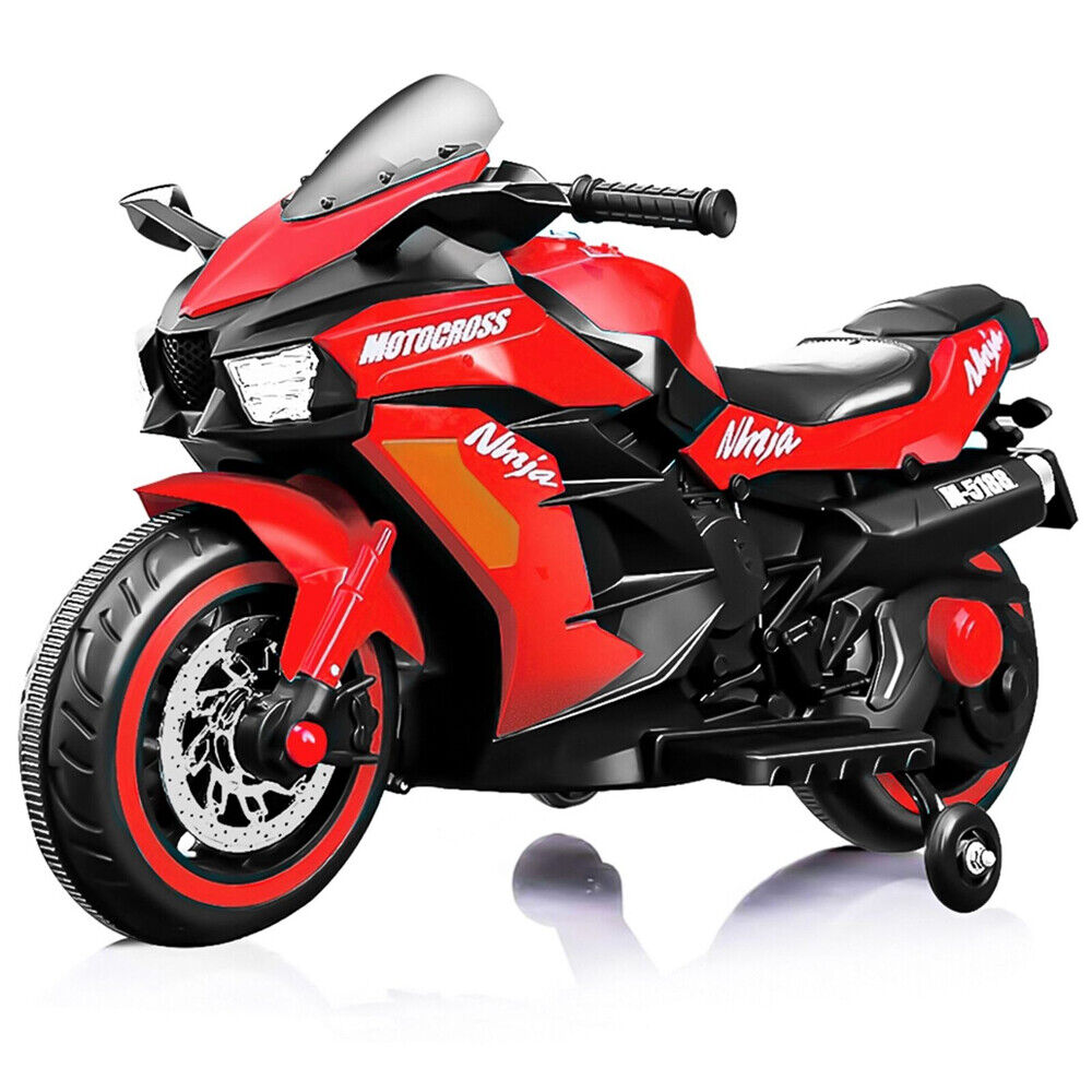 Electric 2-Wheel Kids Motorbike with Music and LED Lights - 12V Battery Powered