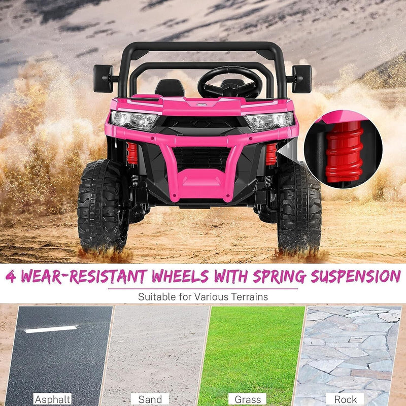 Electric 24V Battery-Powered 2-Seat Dump Truck Ride-On Toy for Kids with 6 Wheels - Perfect Gift!