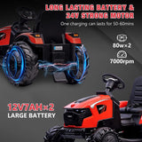 Electric 24V Ride-On Excavator Bulldozer with Trailer for Kids - Remote Control Included
