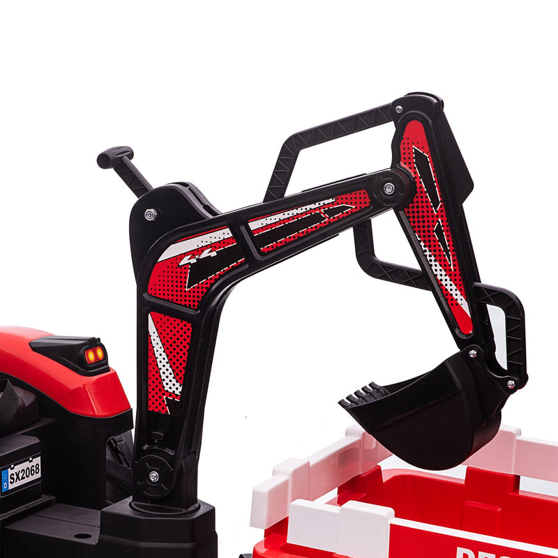 Electric 24V Tractor with Remote Control and Detachable Trailer - Perfect for Kids' Excavator Adventures!