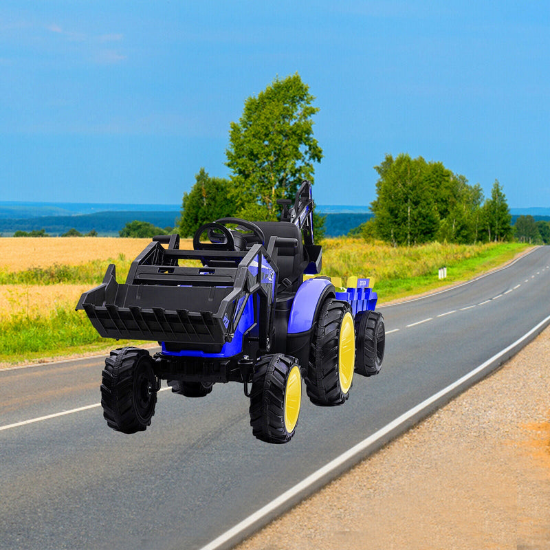 Electric 24V Tractor with Remote Control and Detachable Trailer - Perfect for Kids' Excavator Adventures!