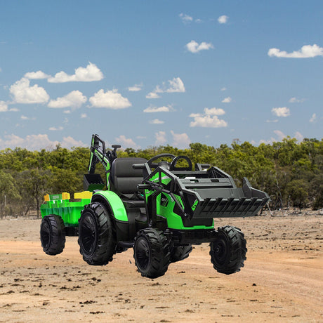 Electric 24V Tractor with Remote Control and Detachable Trailer - Perfect for Kids' Excavator Adventures!