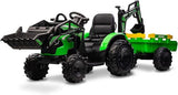 Electric 24V Tractor with Trailer and LED Music - 3-in-1 Kid Ride On Excavator Bulldozer