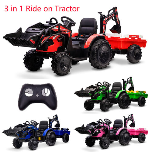 Electric 3-in-1 Kids Ride On Tractor with Remote Control - Excavator, Bulldozer, and 24V Power
