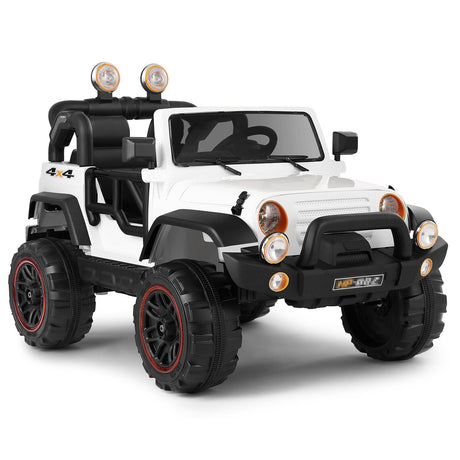 Electric 3-Speed Kids Ride-On Car with MP3, LED Lights, and Remote Control - White