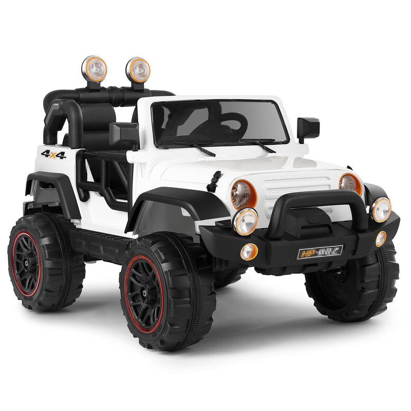 Electric 3-Speed Kids Ride-On Car with MP3, LED Lights, and Remote Control - White