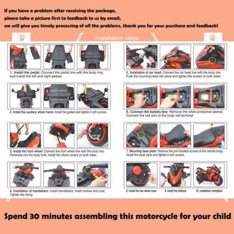Electric 3-Wheel Motorbike for Kids with Rechargeable 12V Battery