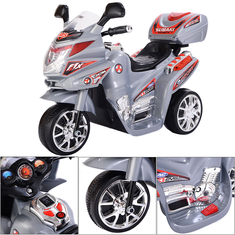 Electric 3-Wheel Ride On Motorcycle for Kids - Gray